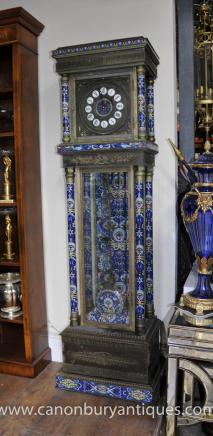 French Antique Grandfather Clock Chinese Origin Cloisonne Champleve 